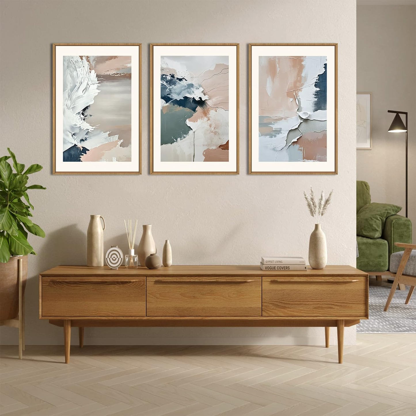 HPNIUB Large Modern Abstract Framed Canvas Wall Art Set, Minimalist Splash Ink Blue Pink Pastel Watercolor Wall Decor,Illustration Art Painting for Living Room,Bedroom,Office -24"x36"x3