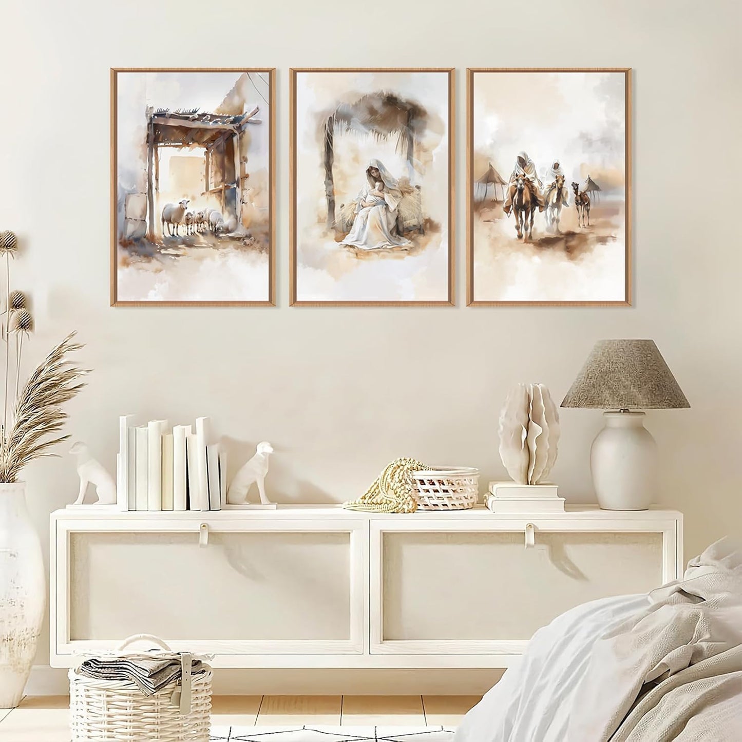 HPINUB Jesus Easter Framed Canvas Wall Art Set,Large Religious Christian Bible Verse Wall Decor,Resurrection Sunday Artwork for Living Room,Church Christian Easter Gift -24"x36"x3