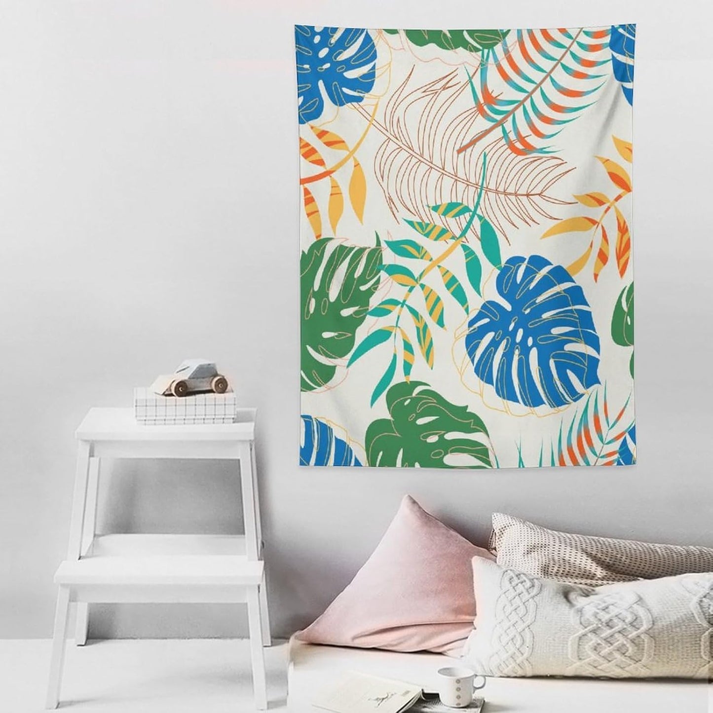 ICMOLYYENLO Tropical Green Plant Tapestry, Green Palm Leaves Natural Landscape Print Wall Tapestry for Bedroom Living Room Dormitory 50x60 Inch