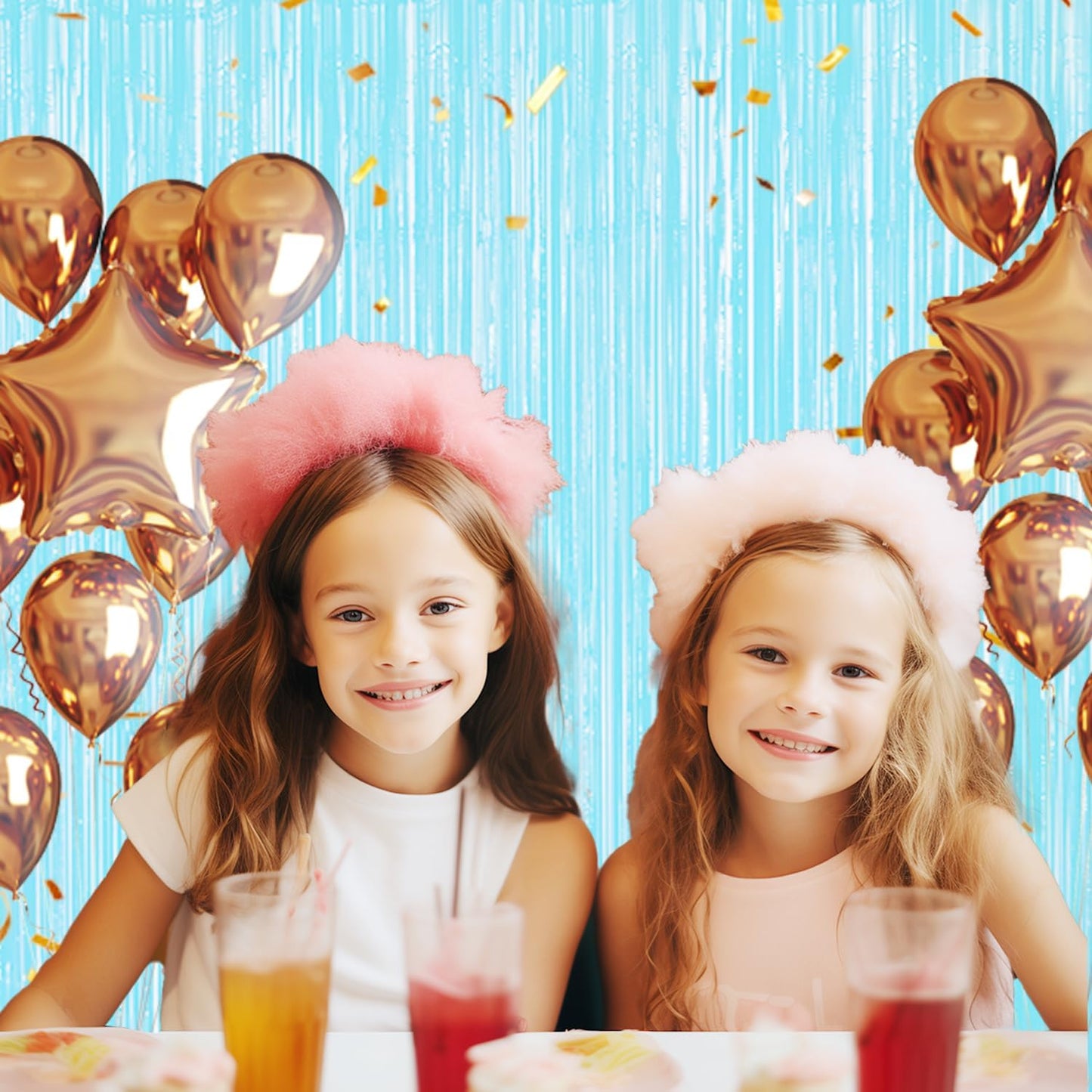 3 Pack Foil Fringe Backdrop - Pastel Blue Shiny Tinsel Curtains for Party Decoration/Photo Booth Props - 3.3x8.2 FT Metallic Foil Backdrop for Birthday, Wedding, Graduation, Christmas.