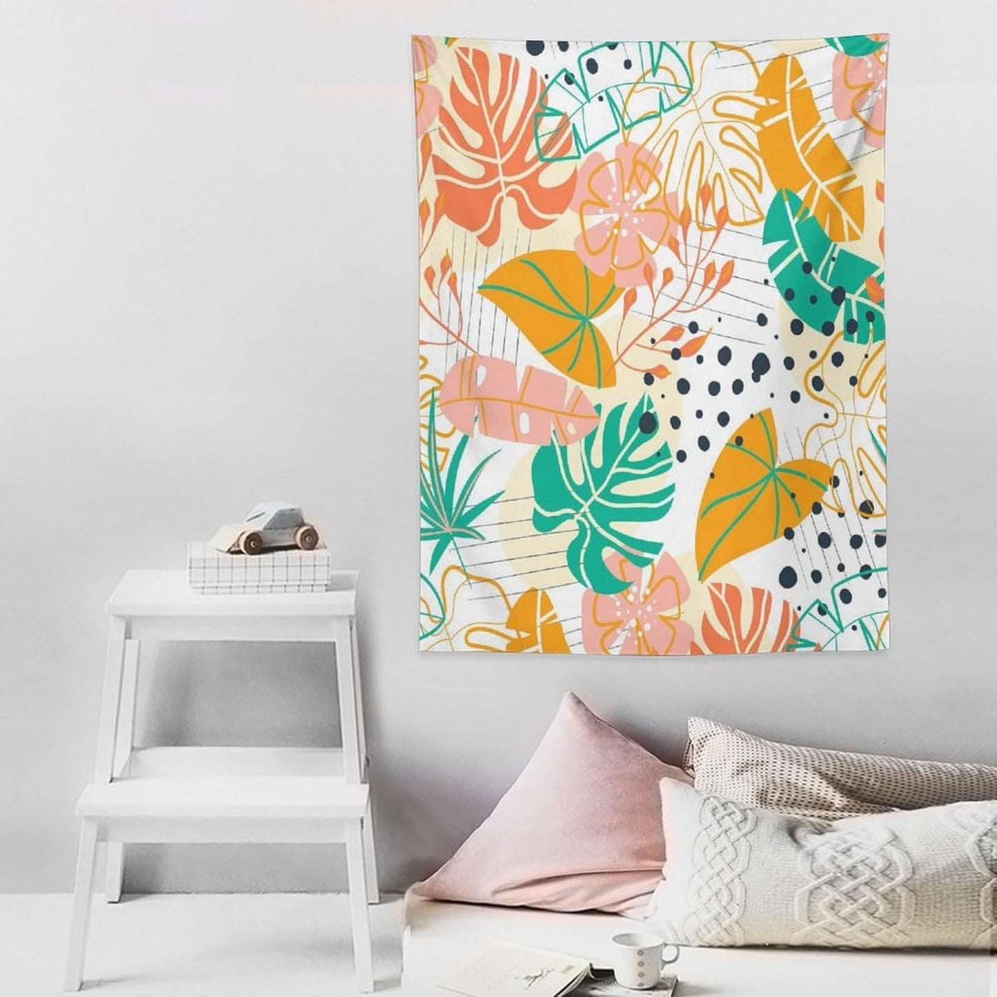 ICMOLYYENLO Tropical Palm Leaves Wall Tapestry, Wall Art for Room Decoration Beautiful Wall Hanging for Bedroom Living Room Dormitory Apartment 50x60 Inch