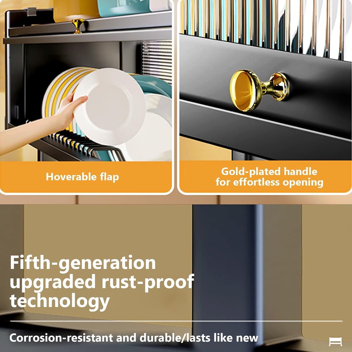 Home Furnishing Over The Sink Dish Drainer Drying Rack 3 Tier Over Sink Dish Rack for,oversink Dish Dry Rack,Space Saving Dish Drying Rack,Kitchen Sink Organizer countertop(Black,65cm/25.6in)