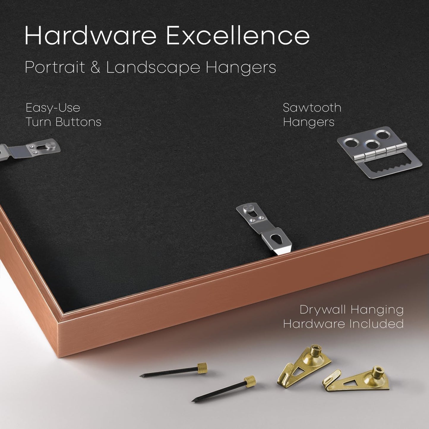 Homeforia 8x12 Picture Frame Rose Gold, High End Metal 8 x 12 Poster Frames with Mat 6 by 8 Photo, 12x8 Frame Matted to 6x8 inch Print, 8by12 Wall or Tabletop Frame, Tempered Glass, Wall Kit, Set of 1