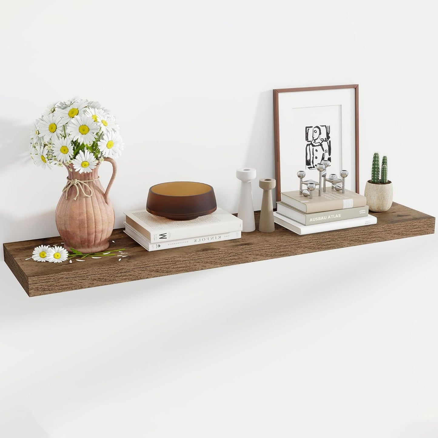 48 Inch Floating Shelves, 11.6 Inch Deep Floating Shelves for Wall, Floating Shelf with Invisible Brackets, Deep Shelves for Bathroom, Bedroom, Living Room, 1 Pack, Brown