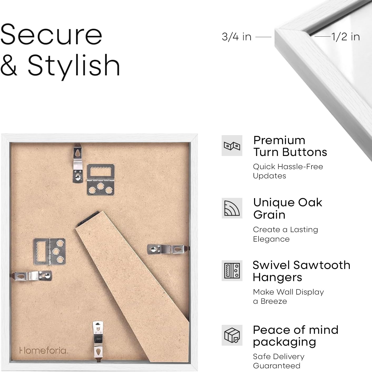 Homeforia 5.5x8.5 Business License Frame White, High End Oak 5.5 x 8.5 Wood Certificate Frames, 5.5by8.5 Document Frames for Wall or Tabletop, Wooden Picture Frames, Tempered Glass, Wall Kit, Set of 1