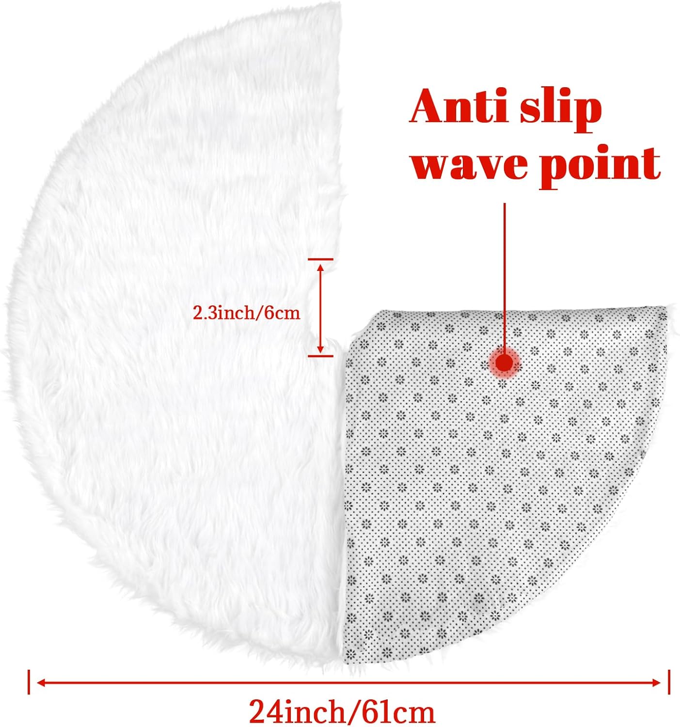 24 Inch Faux Fur Christmas Tree Skirt Soft Snow White Plush Tree Mat Christmas Decorations Fluffy Tree Skirts Xmas Holiday Party Indoor Decorations
