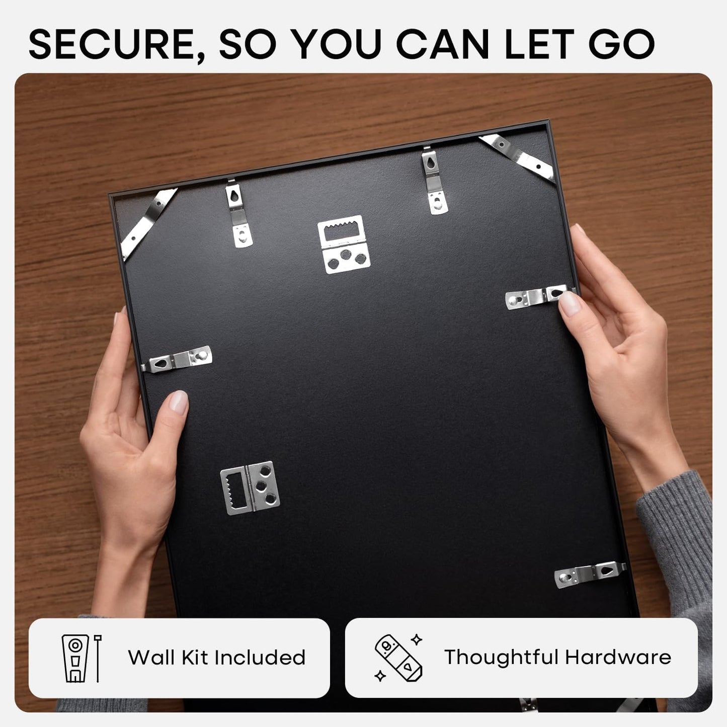 Homeforia 24x24 Picture Frame Black, High End Metal 24 x 24 Large Square Poster Frame Matted to 20 x 20 in Photo, 24by24 Thin Black Frames with Mat 20x20 inch Print, Tempered Glass, Wall Kit, Set of 1