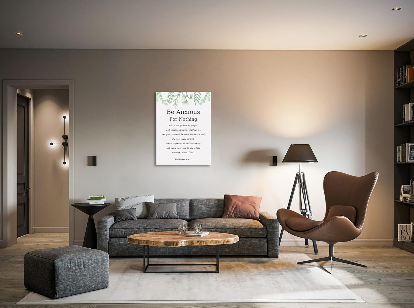 Inspirational Wall Art Philippians 4:6-7 Painting Canvas Print Office Wall Decor Christian Poster Be Anxious for Nothing Framed Motivational Quotes Wall Art Decoration Ready to Hang[30" W X 40" H]