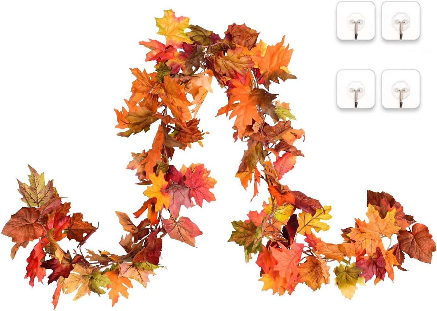 2 Pack Fall Maple Leaf Clearance, 5.9Ft/Piece Hanging Vine Garland Artificial Autumn Foliage Thanksgiving Decor for Home Wedding Fireplace Party Christmas