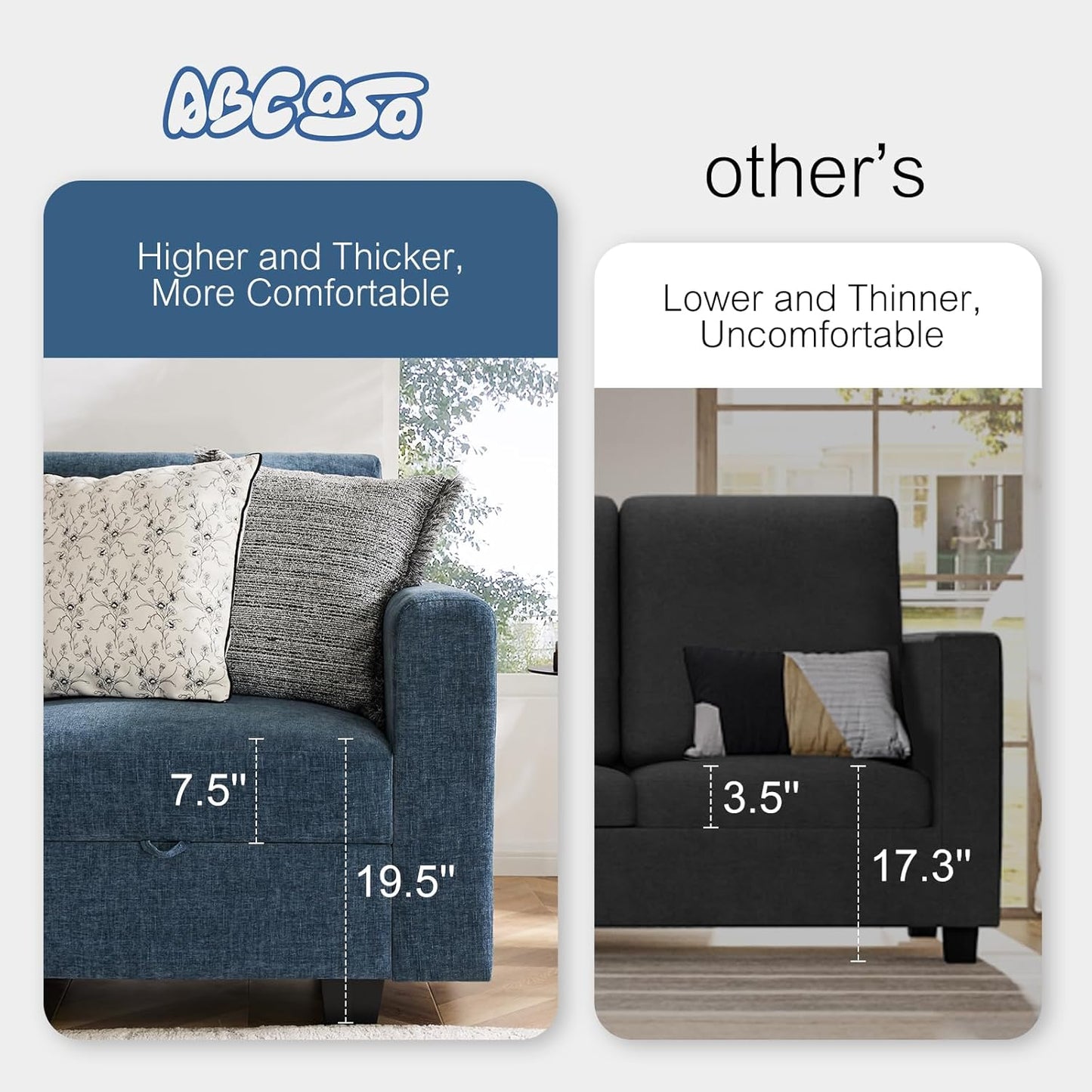 38.5 Oversized Accent Chair with Storage Blue Chenille, Single Modern Accent Sofa Chair with Arms for Apartment Living Room (21" Deep Seat)