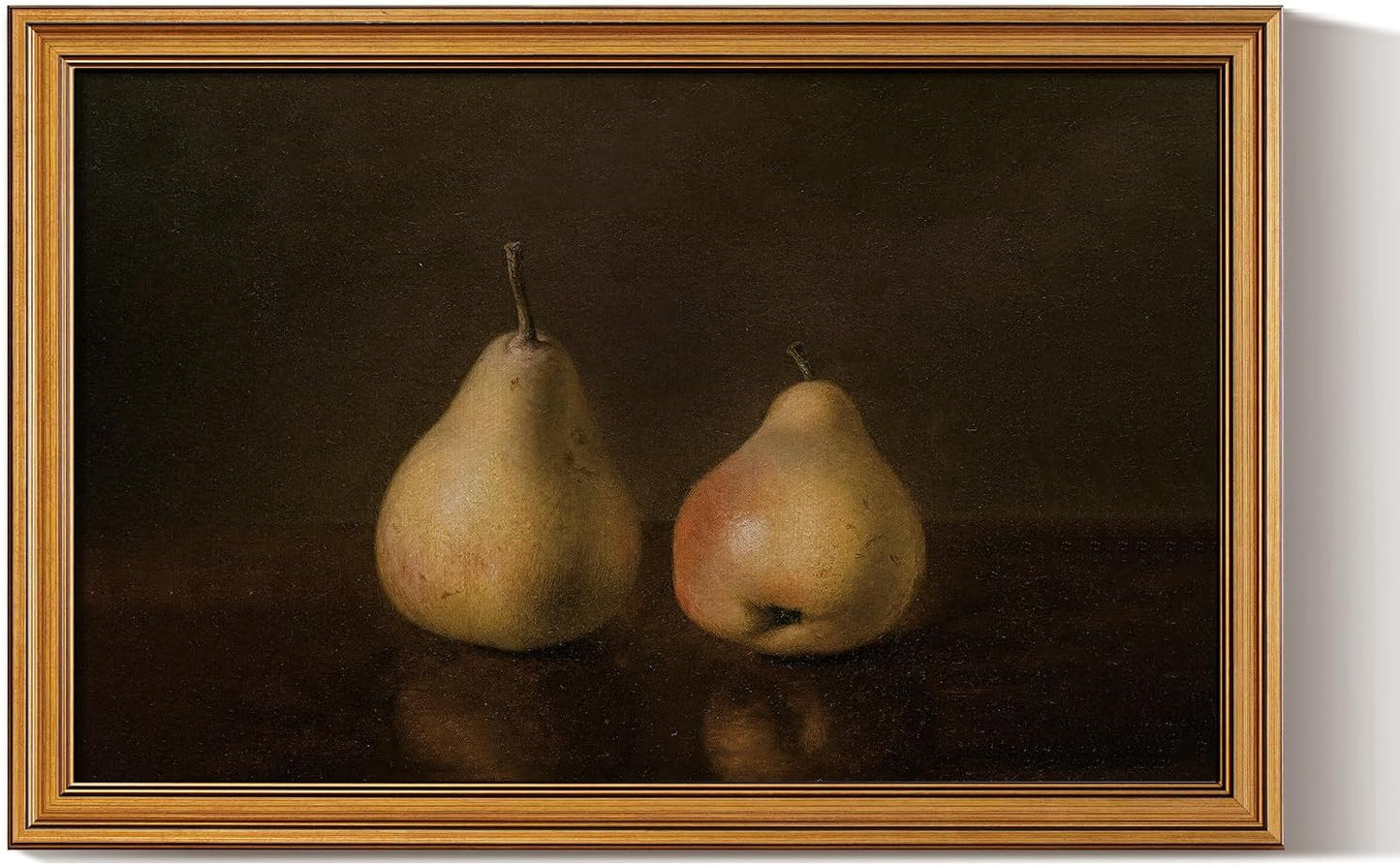 HUARCEY Gold Framed Vintage Wall Art for Living Room, Pear Fruits Painting Prints Shelf Decor for Kitchen, Aesthetic Bedroom Wall Art Decor, Christmas Gift for Friends or Family (Two Pears 16"x24")