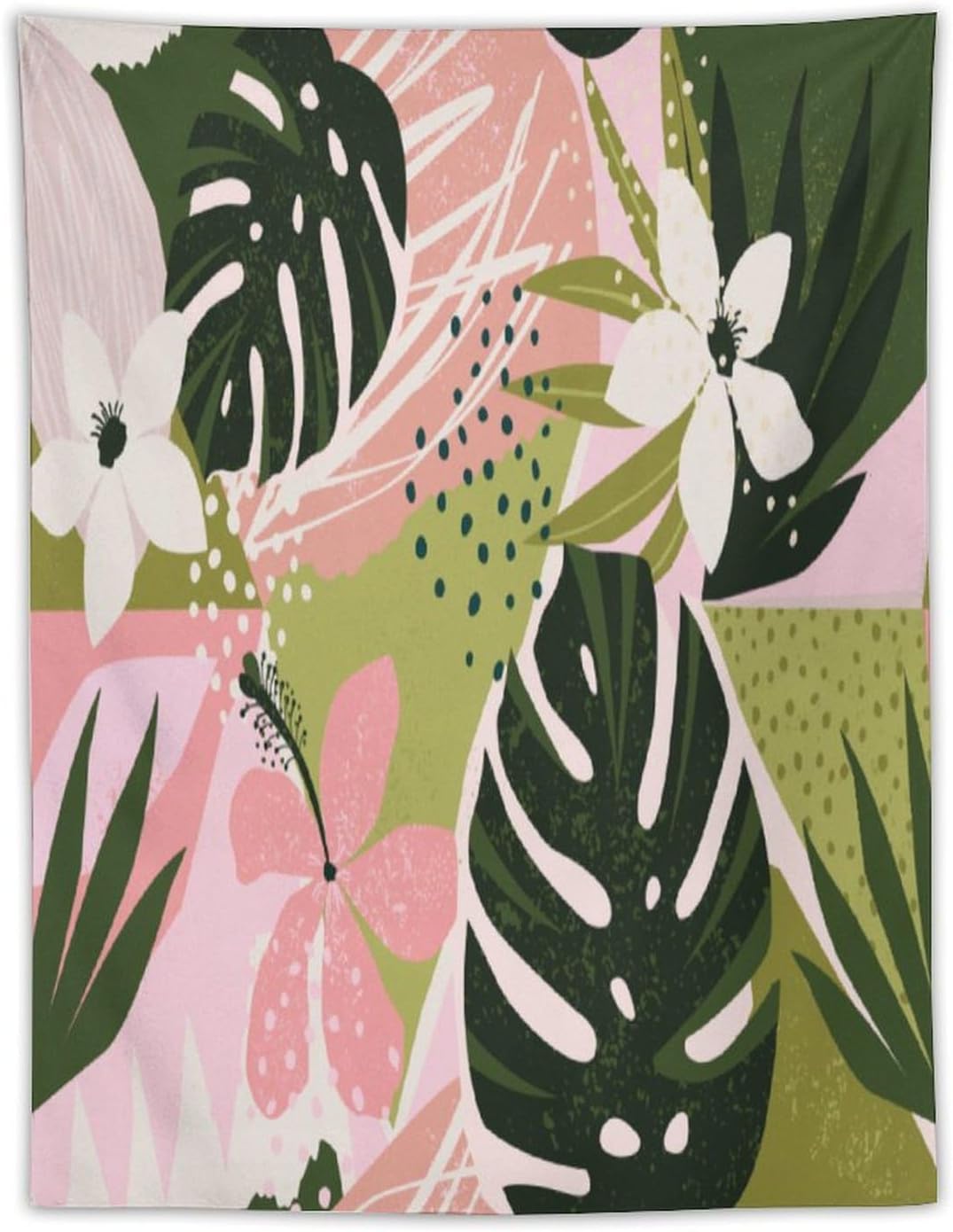 ICMOLYYENLO Tropical Green Plant Tapestry, Green Palm Leaves Natural Landscape Print Wall Tapestry for Bedroom Living Room Dormitory 50x60 Inch