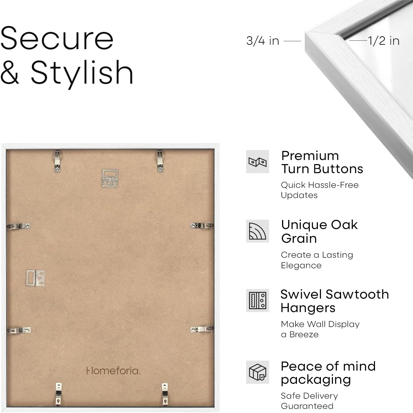 Homeforia 11x18 White Diploma Frame with Photo, High End Oak 11 x 18 Certificate Wood Frame with Mat 8.5x11 Diploma and 5x7 Picture, 18 by 11 Wooden Document Frames, Tempered Glass, Wall Kit, Set of 1