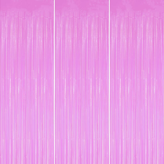 3 Pack Foil Fringe Backdrop - Pastel Purple Shiny Tinsel Curtains for Party Decoration/Photo Booth Props - 3.3x8.2 FT Metallic Foil Backdrop for Birthday, Wedding, Graduation, Christmas.