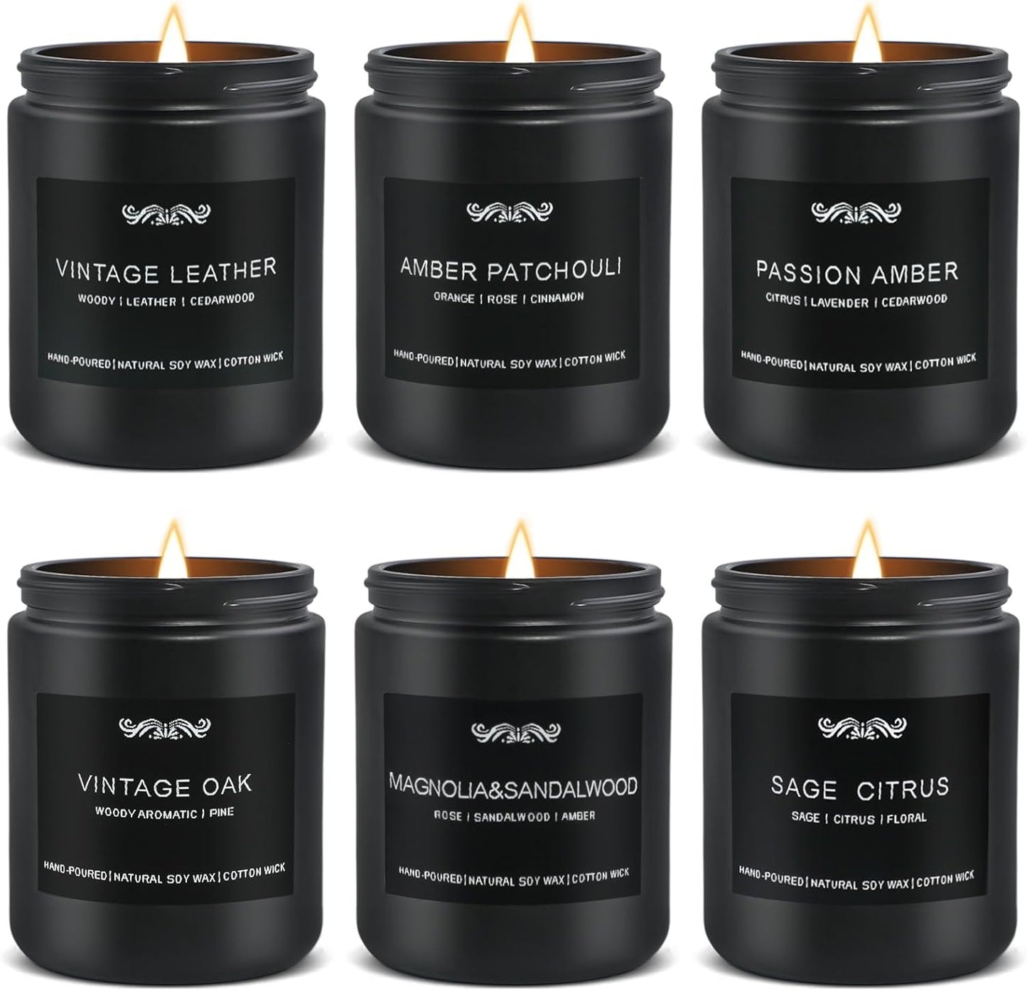6 Pack Candles for Home Scented Aromatherapy Candles Gifts Set for Mens, Men Candle Set, 42 oz 300 Hour Long Lasting Candles, Gifts for Men, Birthday, Anniversary Present