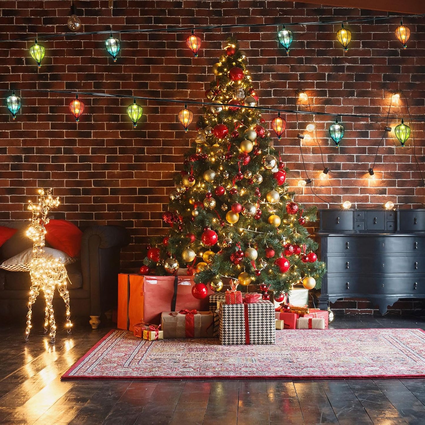 16 Pcs of 11FT Multicolor String Lights with 10 Bulbs, UL Listed Connectable Waterproof Decorative LED Lights Hanging for Backyard Patio, Indoor/Outdoor for Christmas Wedding Party Festival Lighting