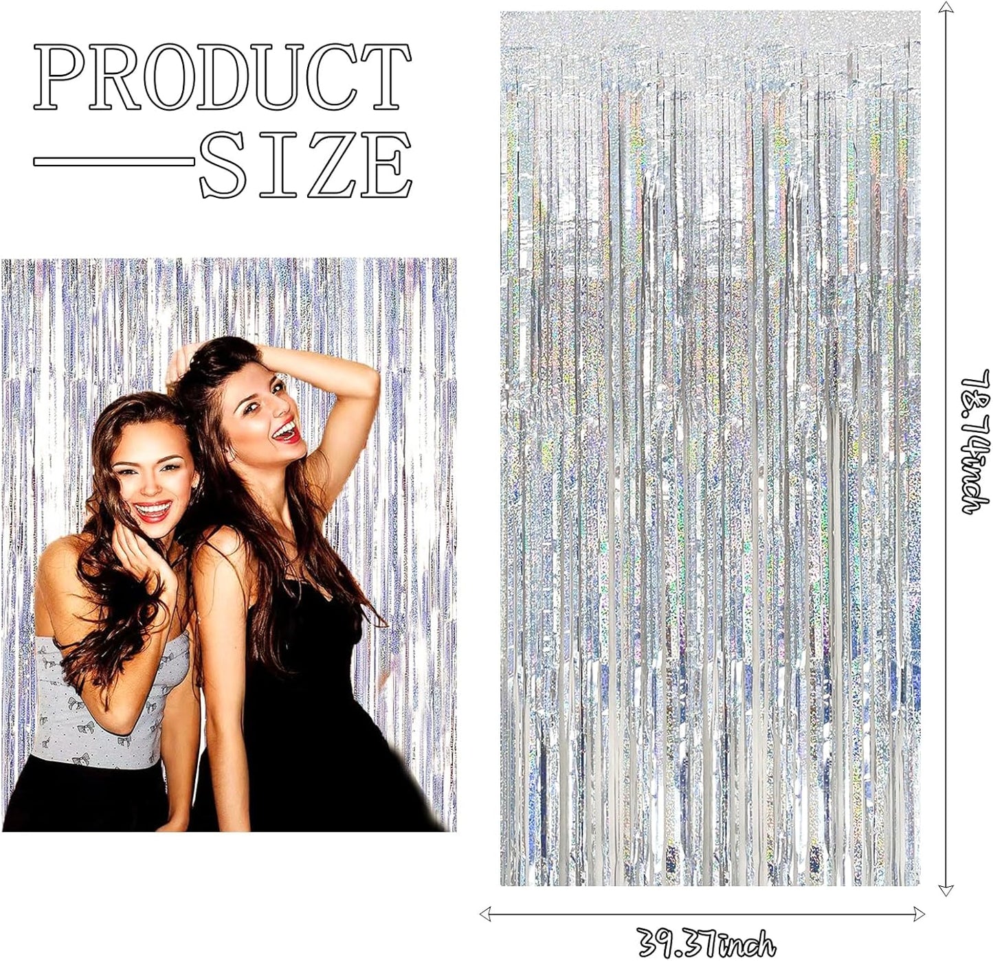 3 Pack Silver Backdrop Curtain Party Decorations Foil Fringe Backdrop Silver Tinsel Streamers Birthday Bachelorette New Year Christmas Wedding Baby Shower Disco Party Decorations