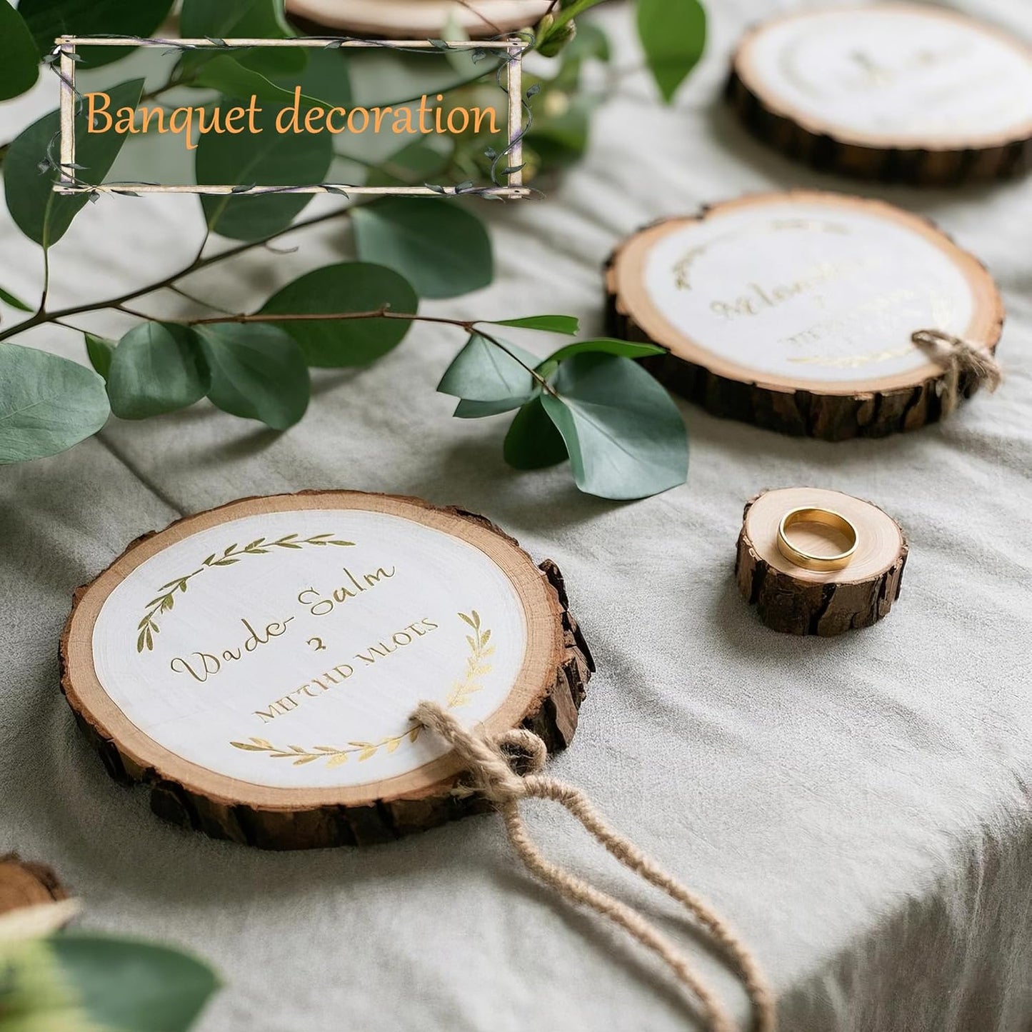 20PCS Pre-Drilled Wood Slices with Holes, 3.2-4 Inch Natural Pine Discs & 8M Hemp Rope, Sanded Smooth DIY Crafts Kit for Christmas Ornaments, Rustic Wedding Decor, Kids Art (30pcs)