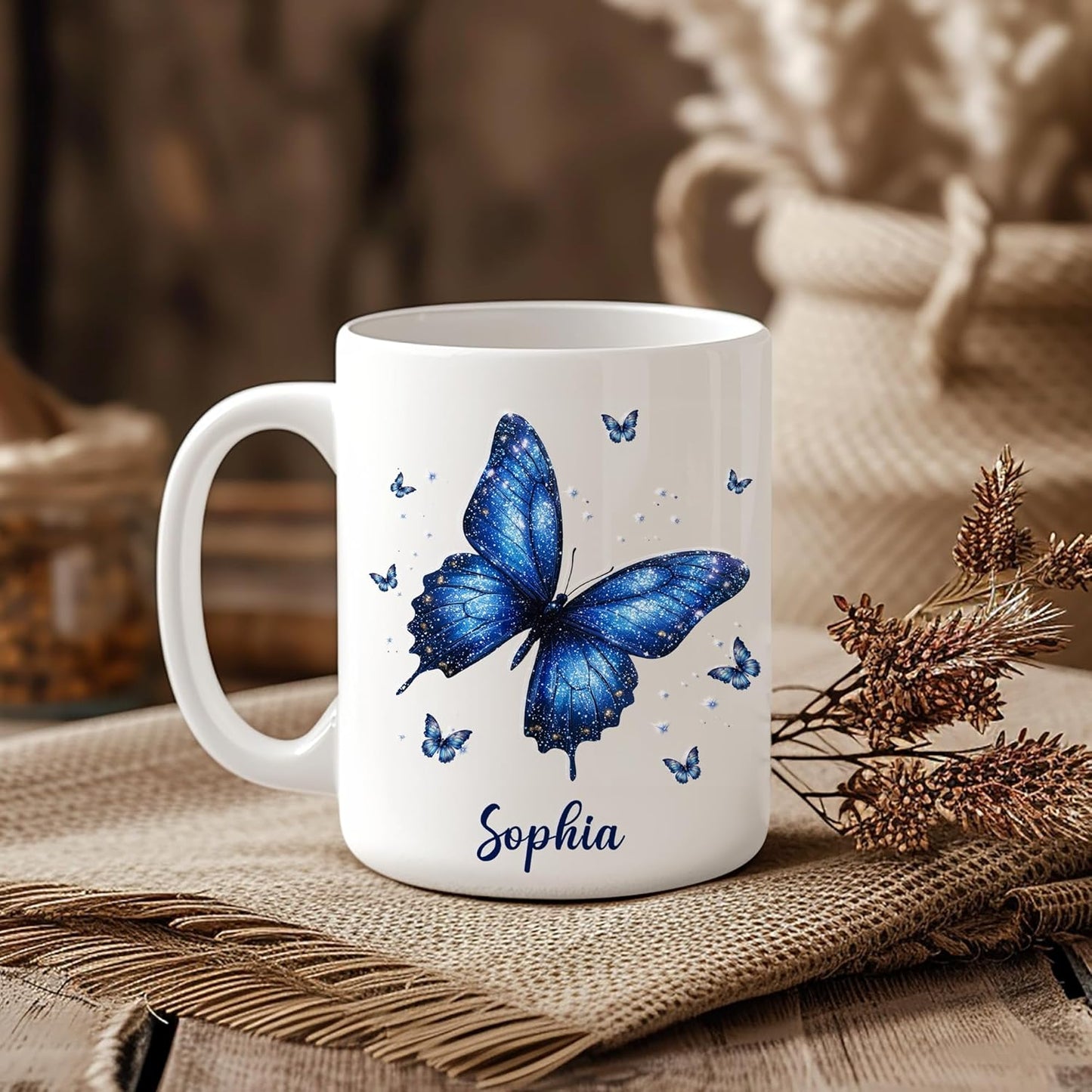 Hyturtle Personalized Inspirational Butterfly Mug - Butterfly Gifts For Women Lovers - Animal Gift For Bird Lover Her - Bird Gifts For Mom on Mother Day - Custom Coffee Cup Ceramic Mug 11 Oz 15 Oz