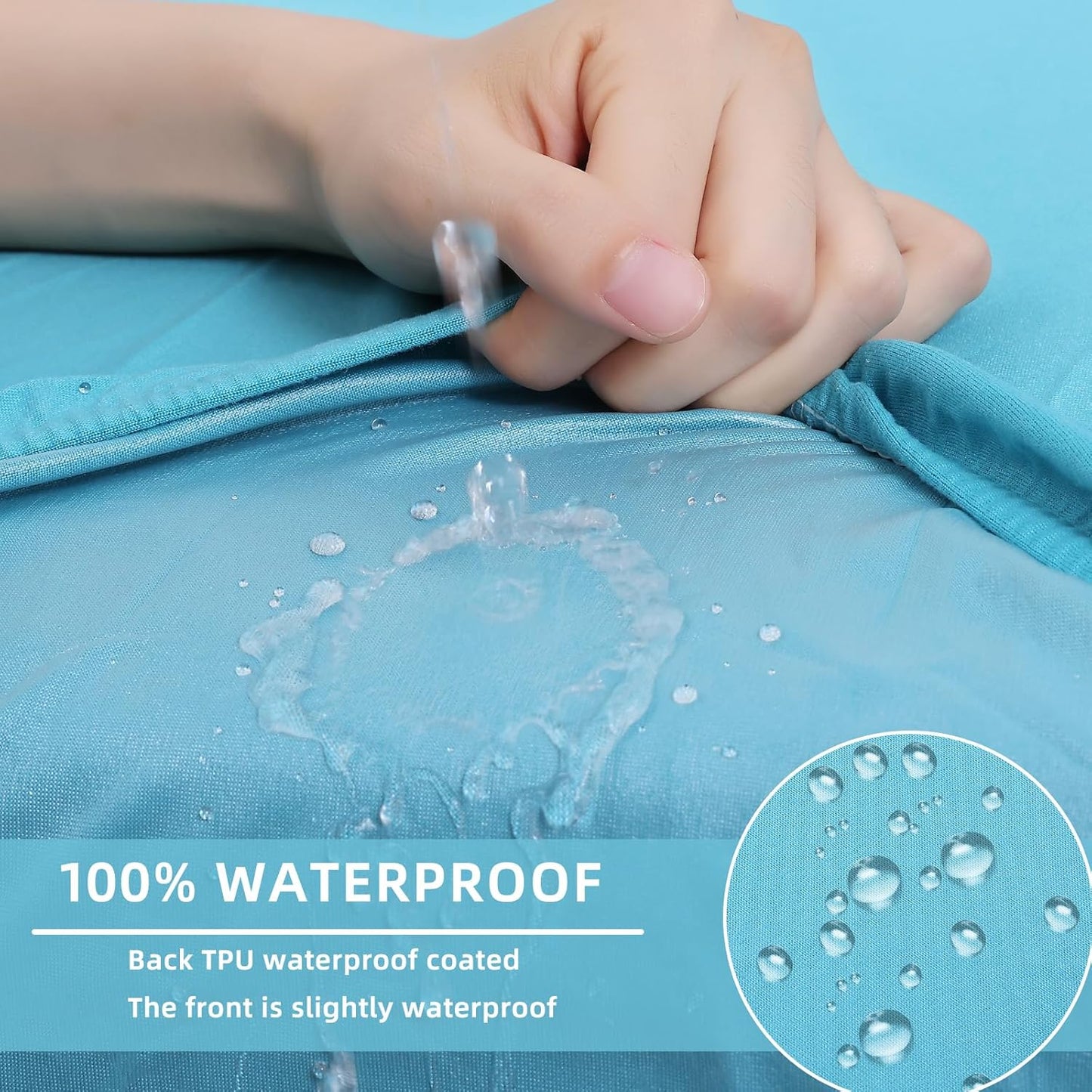 hyha Waterproof Couch Cushion Covers, Stretch Sofa Couch Seat Slipcover for Dog Washable, Non-Slip Waterproof Outdoor Cushion Covers for Patio Furniture Replacement (3 Pieces, Peacock Blue)