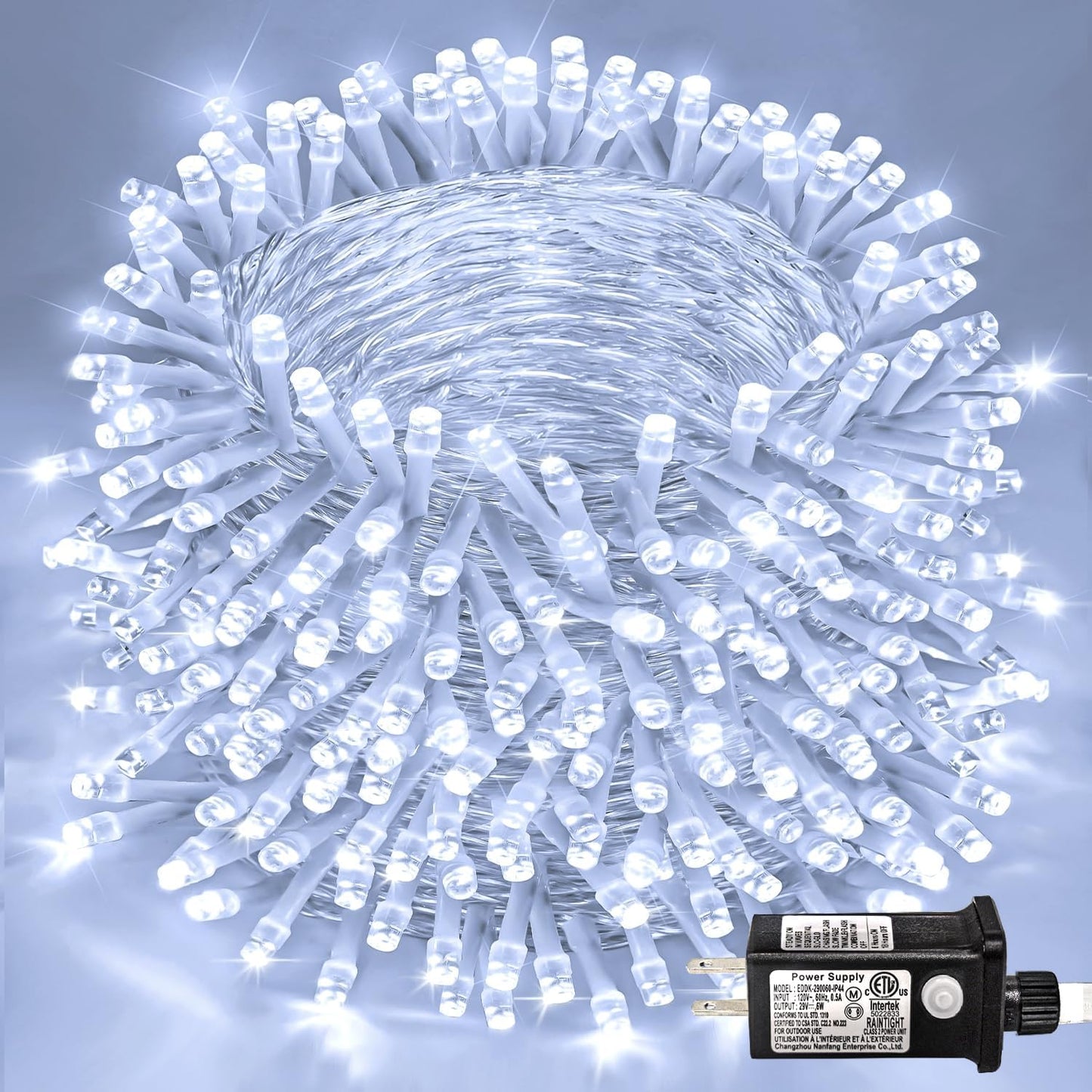 132FT 400 LED White String Lights Indoor Bedroom, 8 Modes White Christmas Lights Outdoor Clear Wire, Plug in Twinkle Fairy Lights for Bedroom Wedding Tree Christmas Decorations