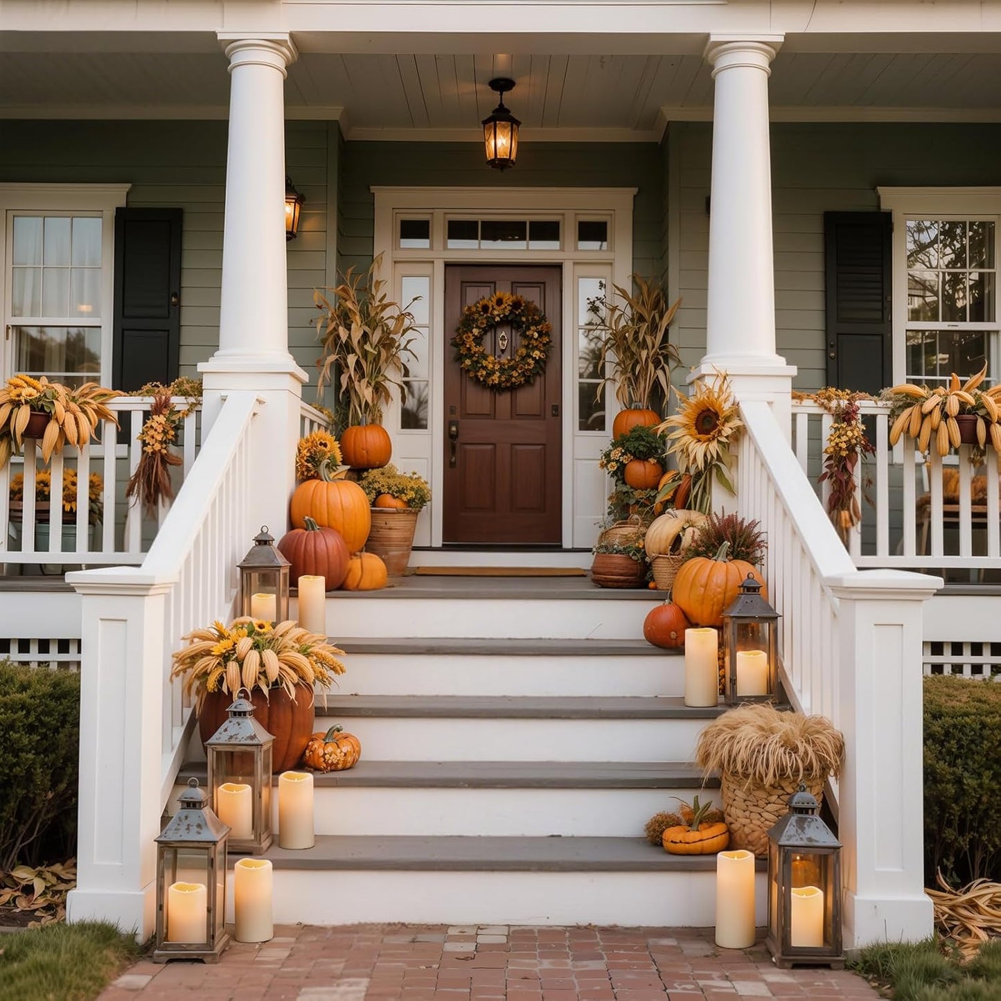 Homemory 4" x 8" Waterproof Outdoor Flameless Candles, Battery Operated Flickering LED Pillar Candles with Remote and Timers for Indoor Outdoor Lanterns, Long Lasting, Large, Dark Ivory, Set of 2