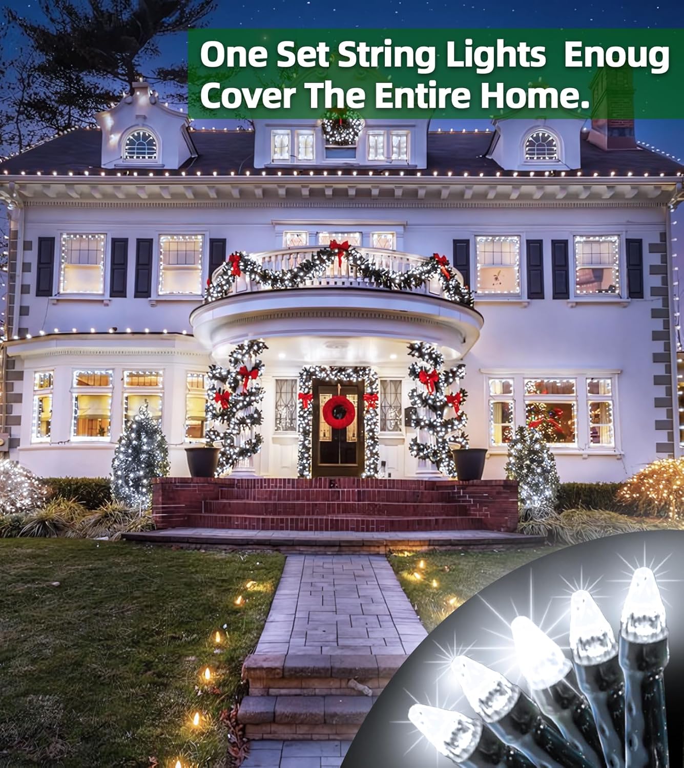 1500 LED 492FT Christmas Lights Outdoors, Green Wire LED String Lights with Timer Memory, Christmas Tree Lights for Indoor Outdoor Christmas Decorations Party Xmas Wedding Garden Patio Cool White