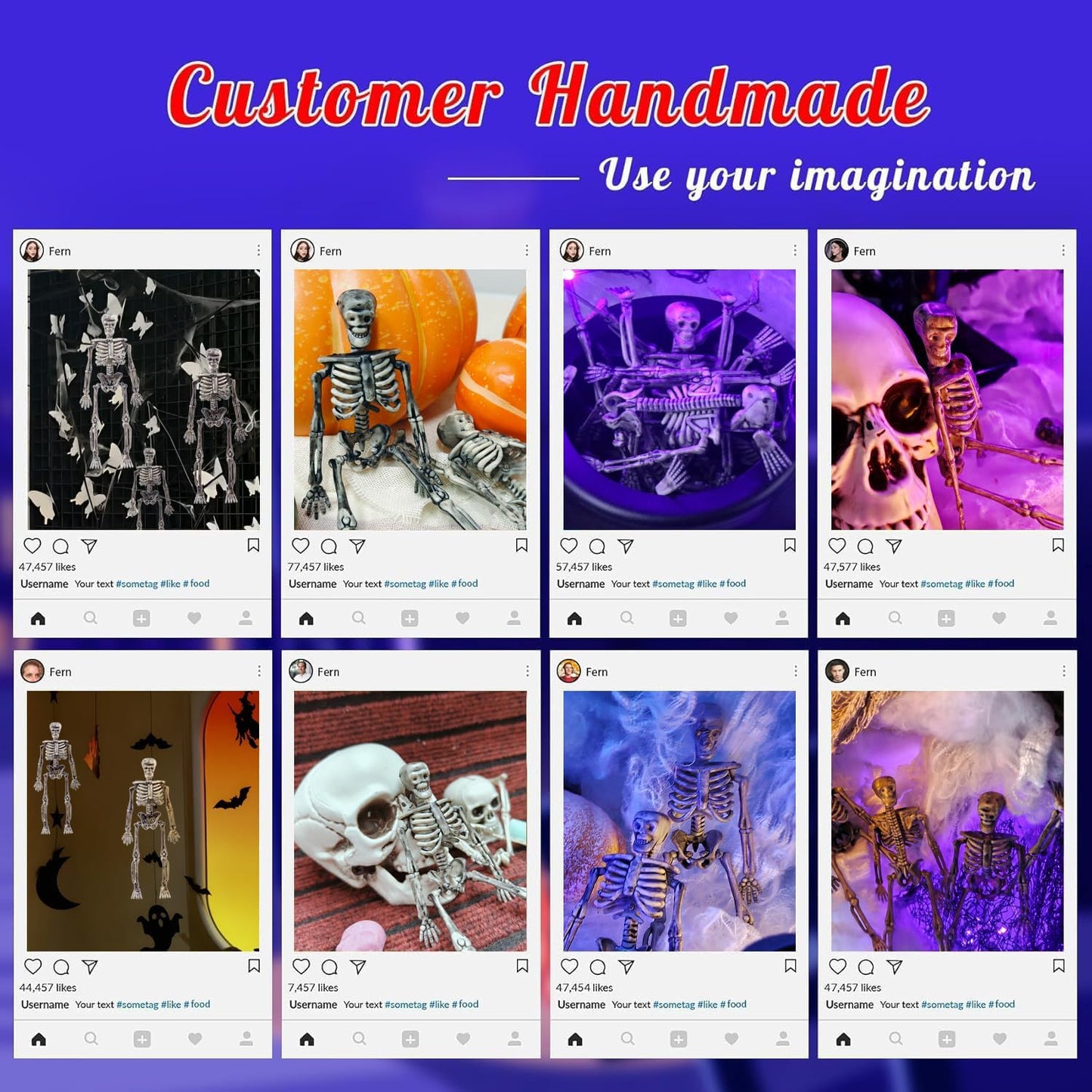 16 Pcs mini skeleton halloween decoration With hemp rope，6”small plastic posable halloween tiny skeleton figurines decor for Halloween Indoor Outdoor Graveyard Decor Haunted House Party Favors