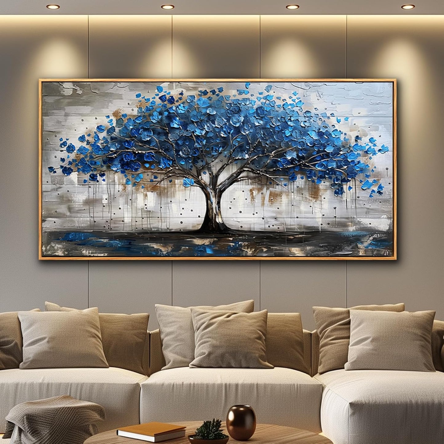 hyidecorart Canvas Wall Art For Office Abstract Wall Decoration For Living Room Bedroom Decor Tree Panoramic Landscape Wall Paintings Wood Framed Prints Textured Pictures Artwork Modern Hotel Decor