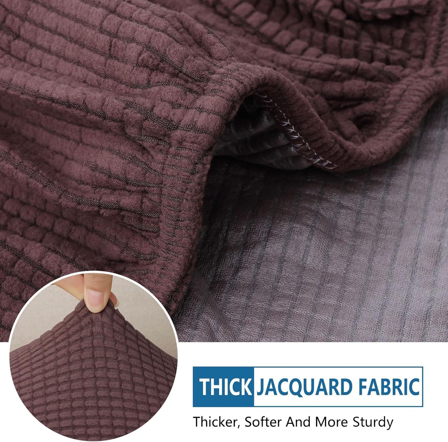 hyha Waterproof Couch Cushion Covers for Pets, Non Slip Sofa Seat Cover for Dogs Washable, Soft Thick Stretch Jacquard Fabric, Sofa Slipcovers with Elastic Bottom (1 Piece for Large, Chocolate)