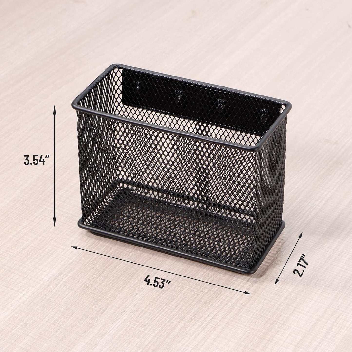 4.5'' × 2.2'' × 3.5'' Magnetic Basket for Whiteboard Black Magnetic Basket for fridge, Magnetic Locker Organizer Holder with 4 Strong Magnets, Magnetic Holder for Refrigerator Locker,