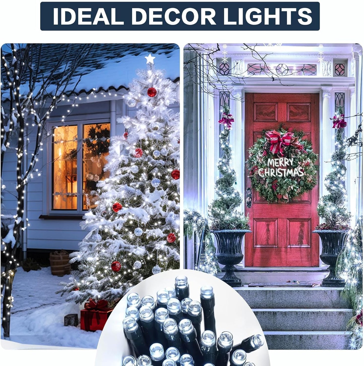 2 Pack Solar String Lights Outdoor, 200 LED Extra-Long 78Ft Solar Lights Outdoor with 8 Lighting Modes, IP65 Waterproof for Garden, Patio, Xmas, Balcony, Tree, Wedding, Party Decor (White)