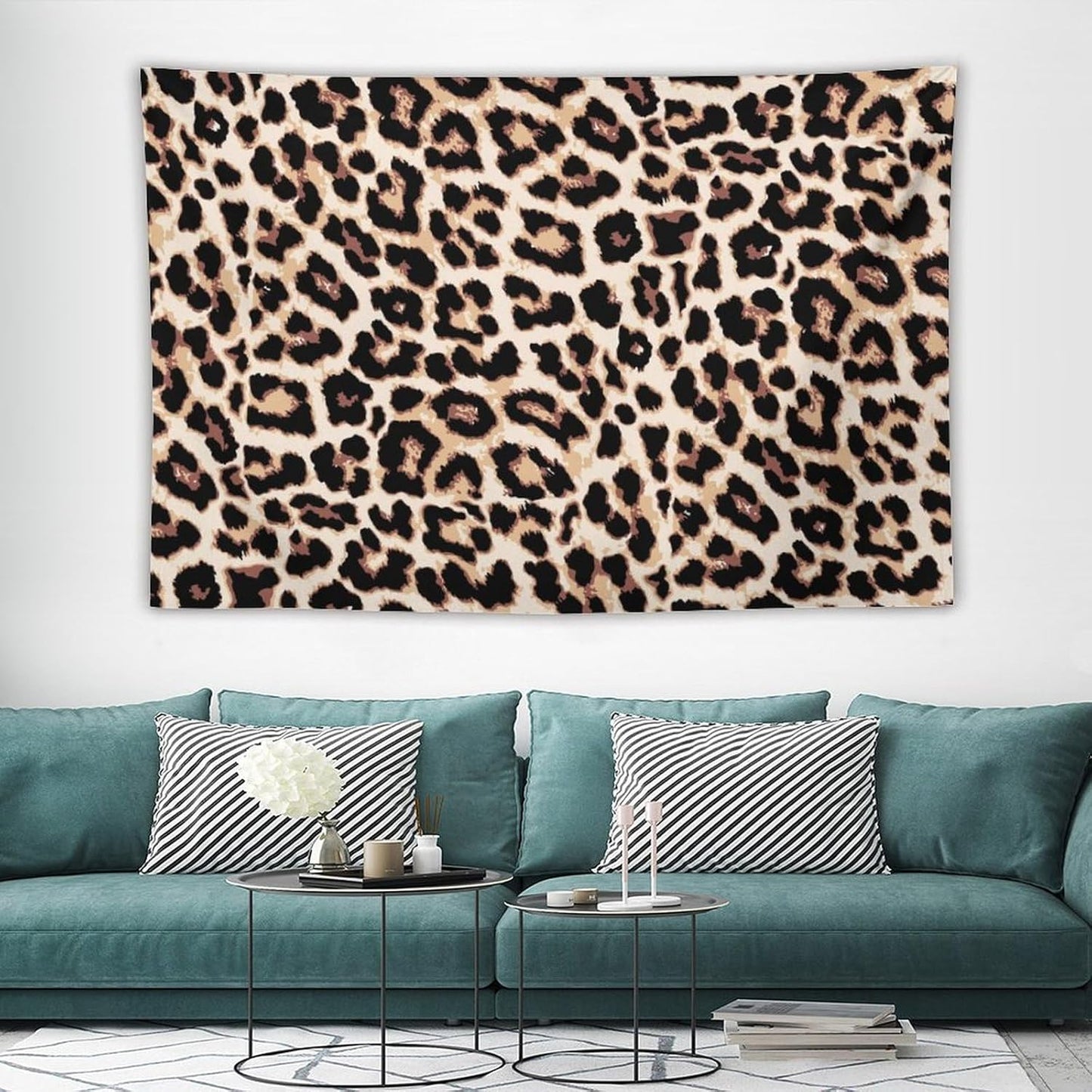 HZOHNAGO Leopard Print Tapestry Rustic Brown Leopard Wild Animal Printed Wall Tapestry Painting Wall Hanging for Bedroom Living Room Dorm 60" W x 40" H