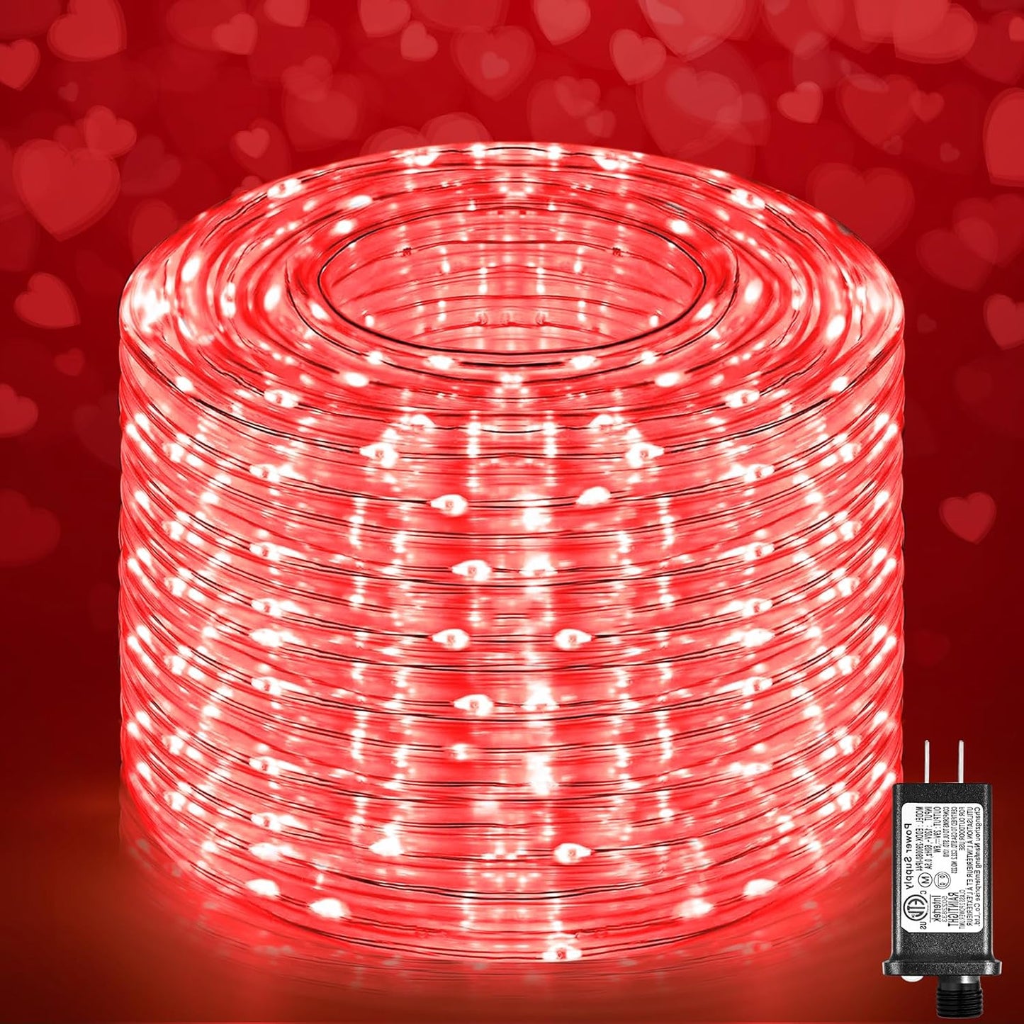 100FT 300 LED Rope Lights Outdoor, Connectable and Flexible Tube Lights with 8 Modes, Waterproof Rope Lighting Indoor for House, Deck, Garden, Backyard, Pool, Patio, Tree Decorations - Red