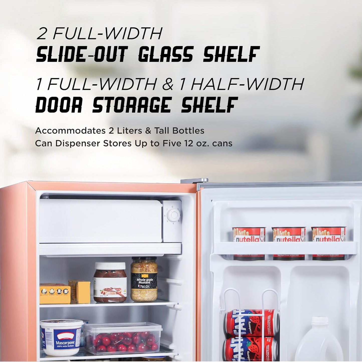 IBCR25BLS Compact, Energy Star Certified Small, Single Door Mini Fridge with Freezer Refrigerator, Large (2.5 cu ft), Blush Red