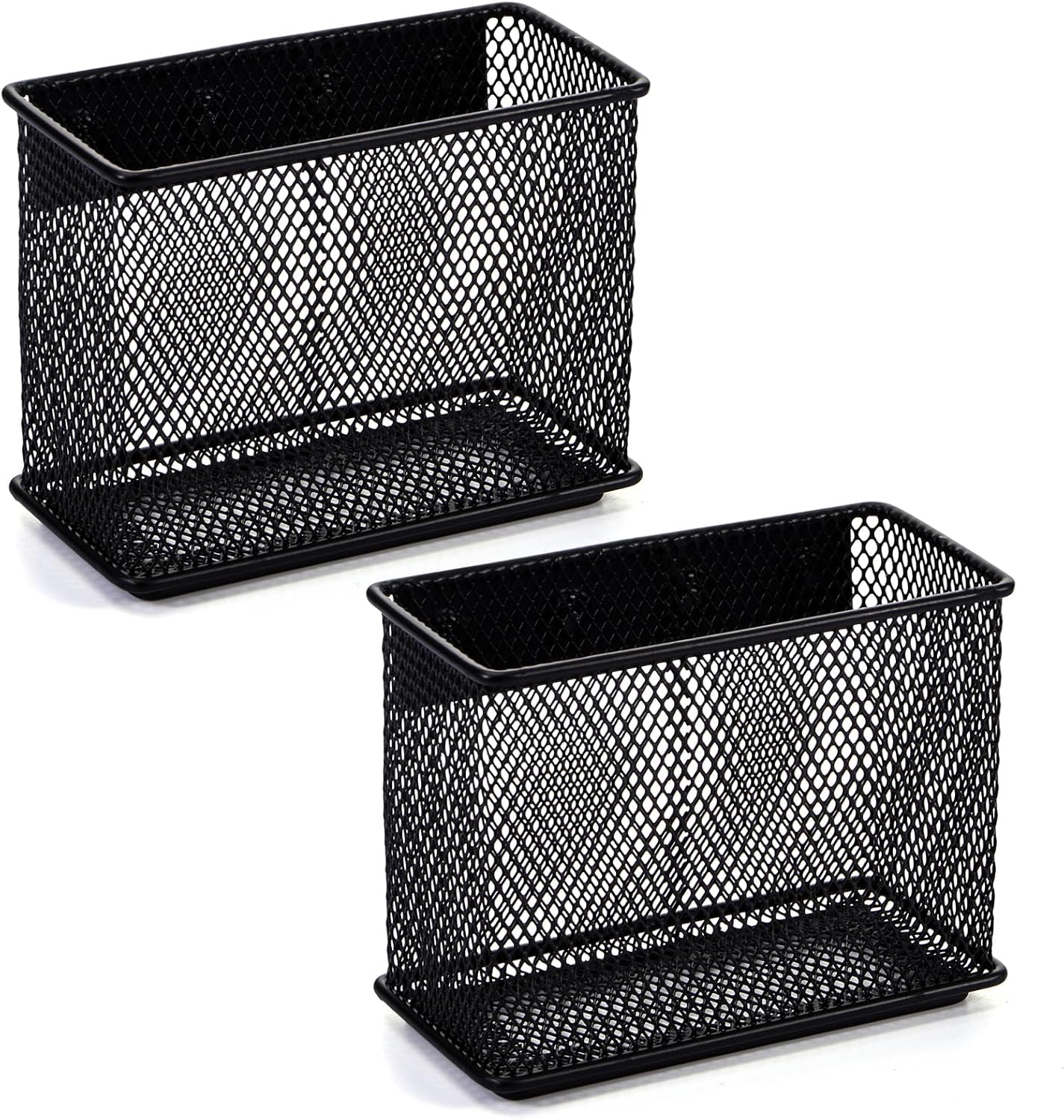 4.5'' × 2.2'' × 3.5'' Magnetic Basket for Whiteboard Black Magnetic Basket for Fridge Magnetic Organizer Holder with 4 Strong Magnets Magnetic Holder for Refrigerator Locker, Set of 2