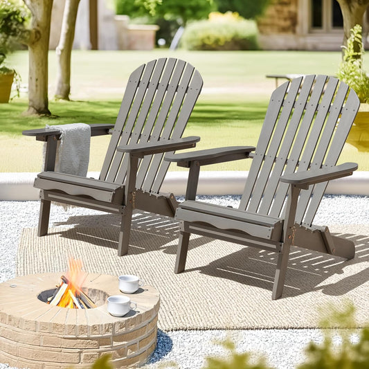 Idzo Outdoor Adirondack Chair Set of 2, Pre-Assembled Backrest, Patio Furniture Set, Outdoor Furniture for Garden, Porch, Deck, Firepit