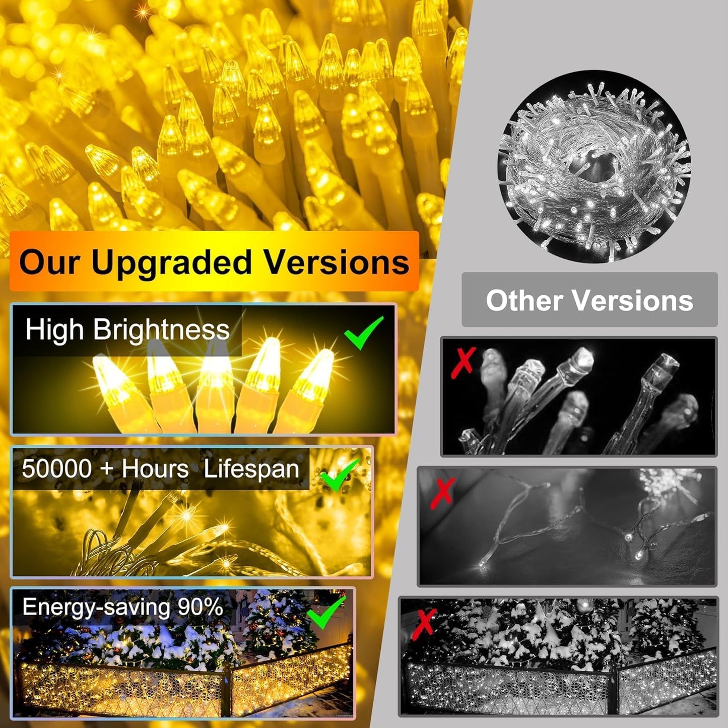 1332 LED 131FT Extra Long Icicle Lights - 296 Drops Waterproof Christmas Lights 12 Modes, Outdoor Christmas Decor for Mall Hotel Fence Holiday Lighting Warm White