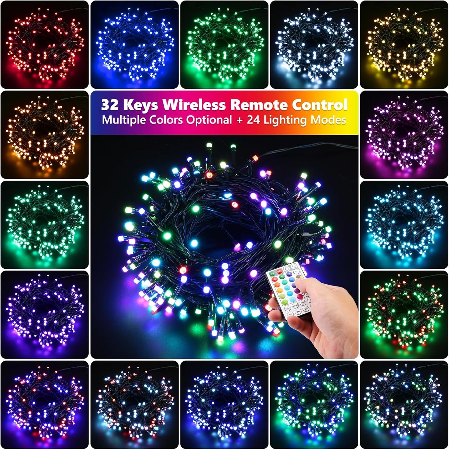 iBaycon Color Changing Christmas Lights, 66FT 200 LED RGB Halloween String Lights Outdoor, Fairy Twinkle Tree Lights with Remote Timer Plug in for Xmas Room Indoor Party Holiday Decorations