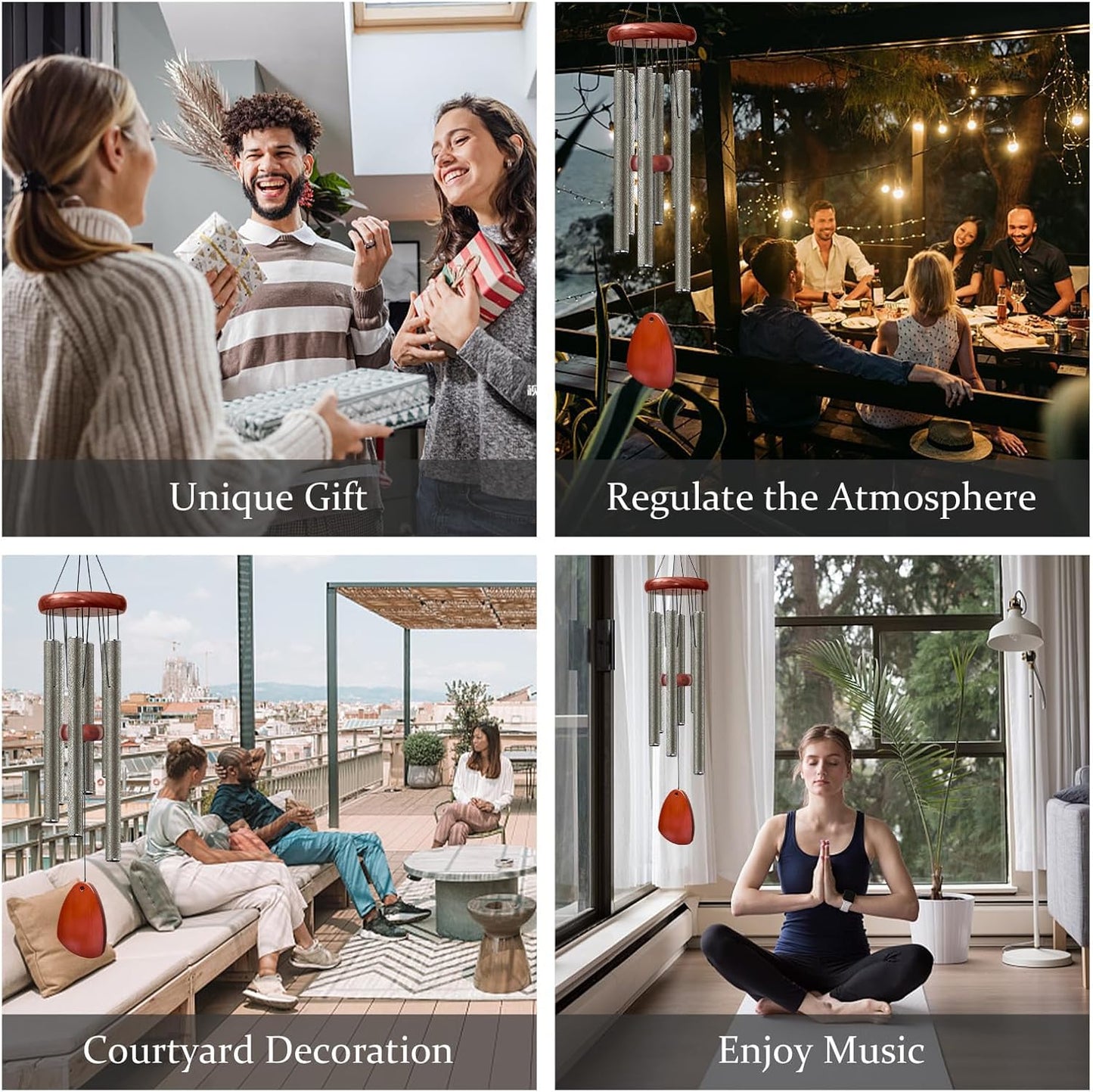 28" Wind Chime for Mothers Day, Decorative Wind Chimes for Outside, Memorial Windchimes Remembrance Gift for Women Mom Grandma, Metal Wind Chimes Outdoor Decor for Garden Patio Zen(Copper)