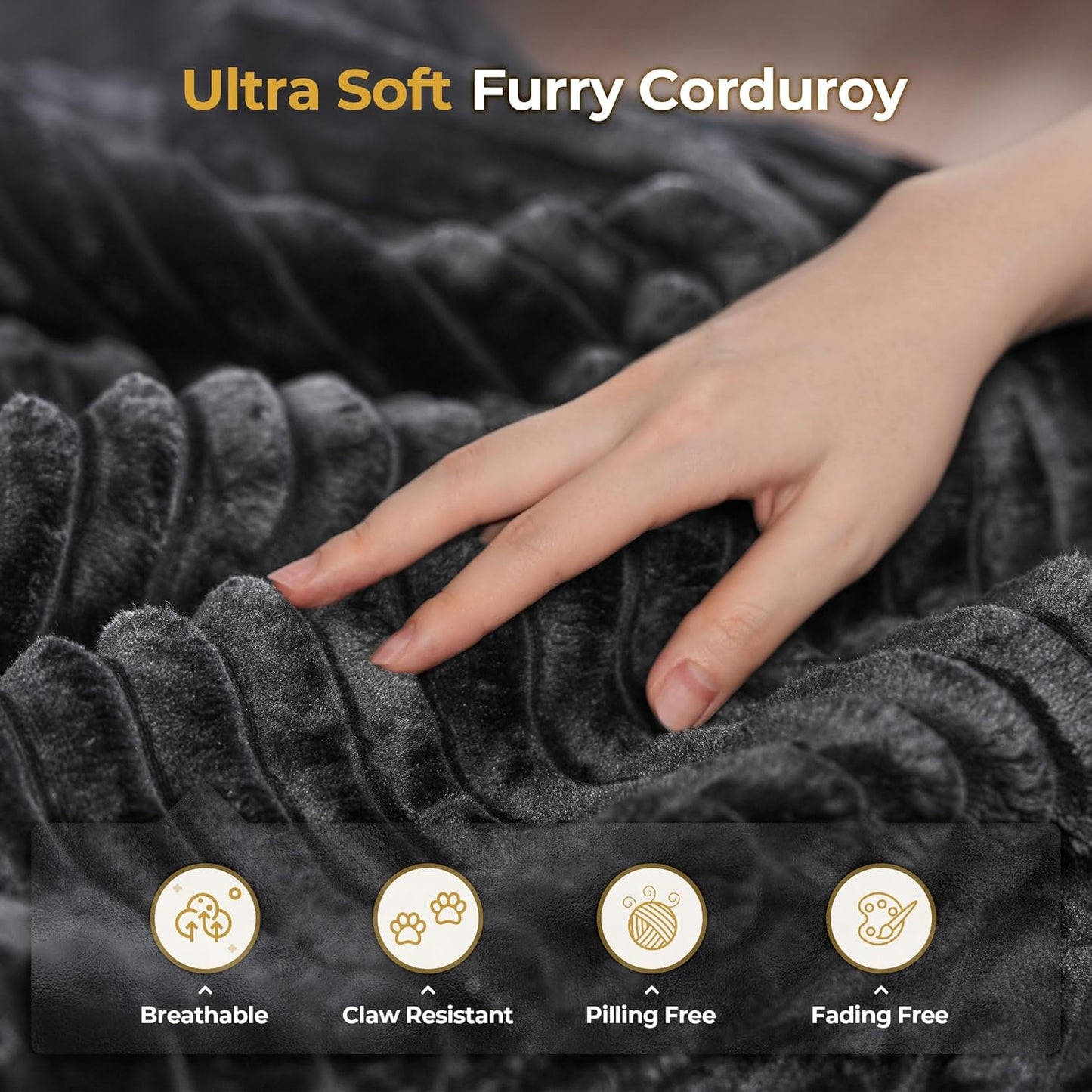 HOOOWOOO Modular Sectional Sofa,5 Pieces Sectional Couches for Living Room,98X98 L Shaped Cloud Couch Set(Black Velvet Corduroy)