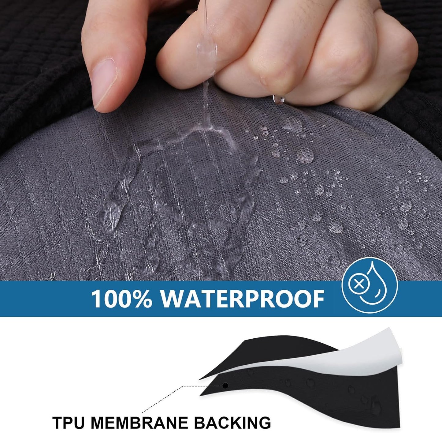 hyha Waterproof Sectional Couch Covers, Non Slip Sofa Couch Cushion Covers L Shape, Thick Stretch Jacquard Fabric, Washable Sofa Slipcovers with Elastic Bottom (1 Piece for Chaise XL, Black)