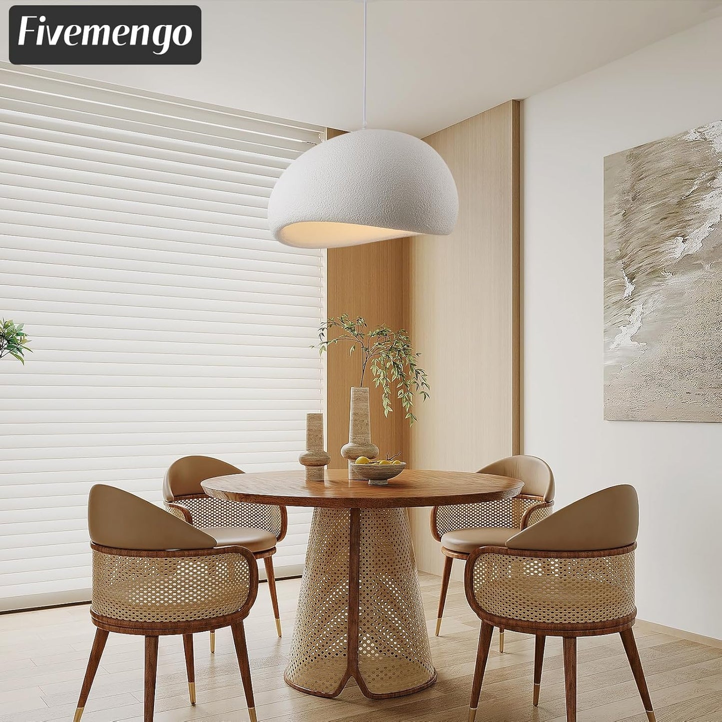 15.7in Wabi Sabi Pendant Lights Kitchen Island Lighting Fixture Ceiling Mount White Modern Japanese Lamp Japandi Chandelier for Dining Living Room Hallway Bedroom Restaurant Hanging Lamp