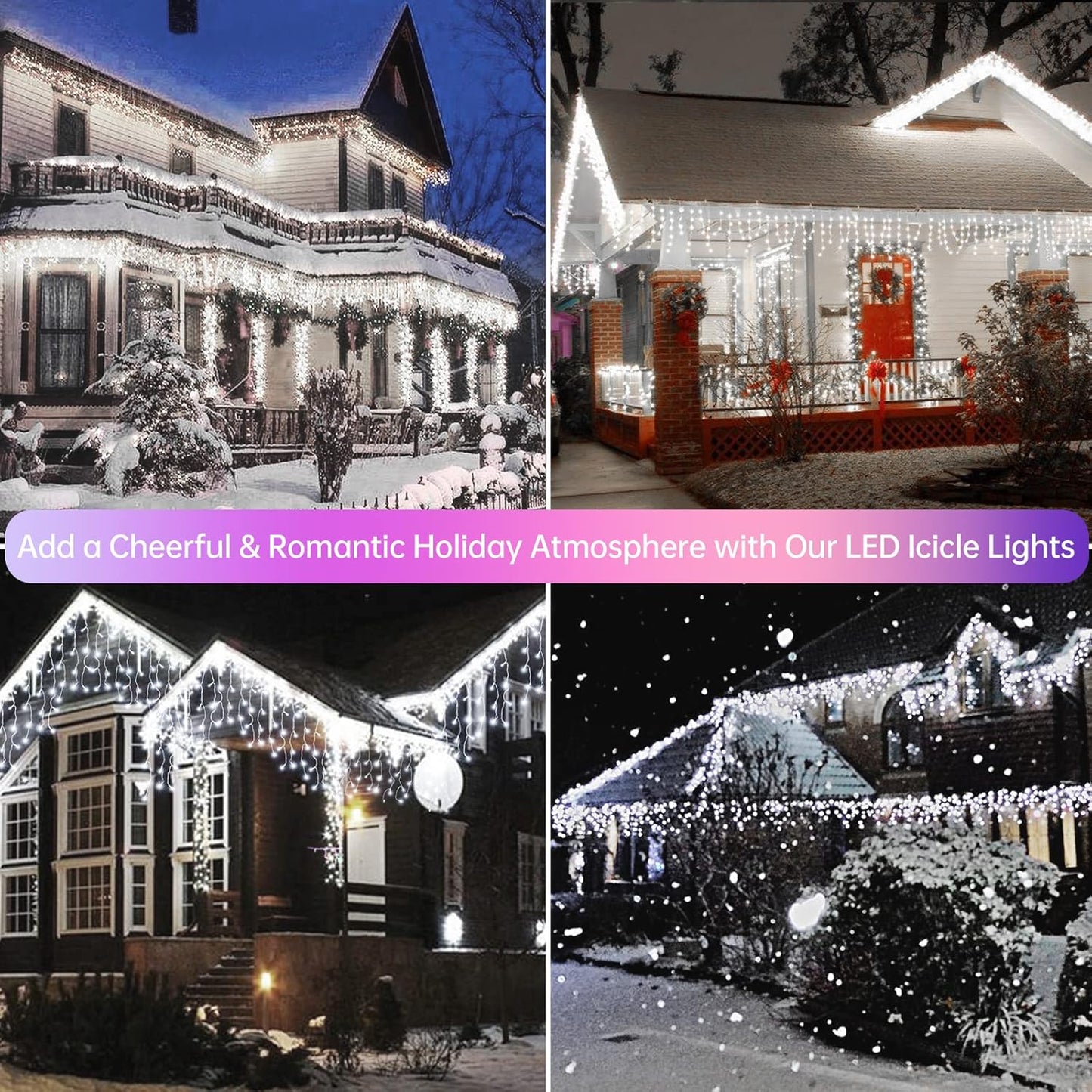 Icicle Christmas Lights Outdoor Decorations 1008 LED 98.4 FT 8 Modes LED Icicle String Light with 189 Drops, Fairy String Curtain Lights for Christmas Holiday Decor Wedding Party (Cold White)