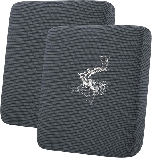 hyha Waterproof Couch Cushion Covers, Washable Sofa Cushion Slipcovers, Thick Stretch Jacquard Fabric, Couch Sofa Covers for Pets with Elastic Bottom (2 Pieces, Grey)