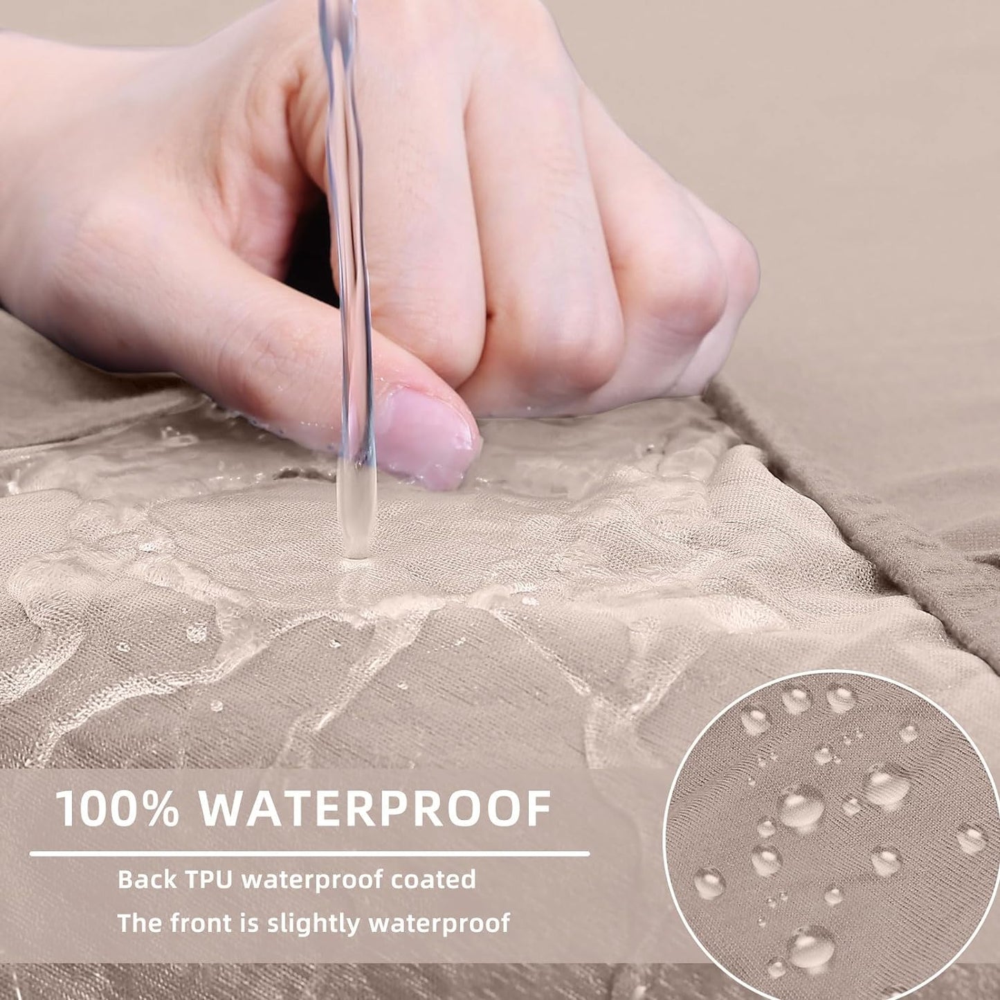 hyha Waterproof Couch Cushion Covers, Stretch Sofa Couch Seat Slipcover for Dog Washable, Non-Slip Waterproof Outdoor Cushion Covers for Patio Furniture Replacement (1 Piece for Small, Taupe)