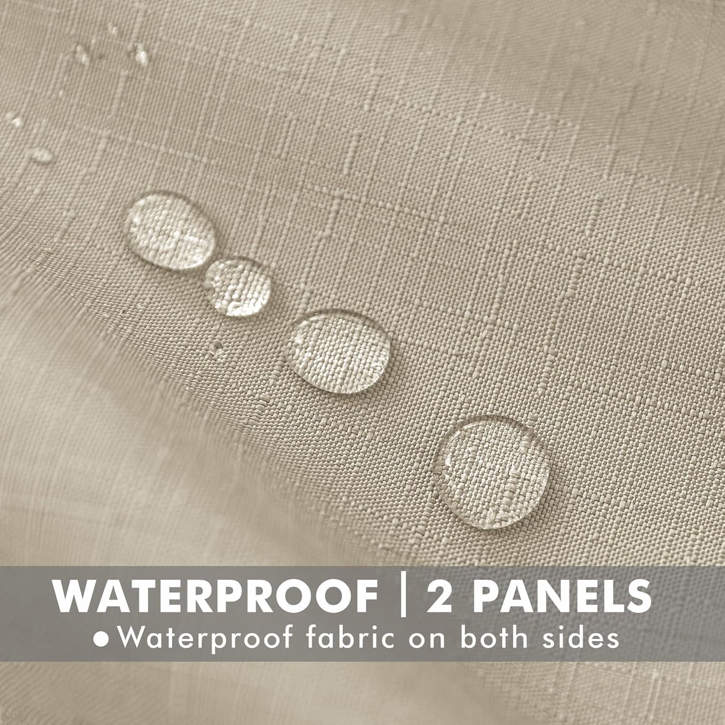 HolidayIdeas Linen Outdoor Curtains for Patio Waterproof 4 Panels Cream Outside Curtains 108 inch Length-Indoor/Outdoor Gazebo Curtains Weatherproof, Privacy for Pergola, Porch, Cabana 54"x108"