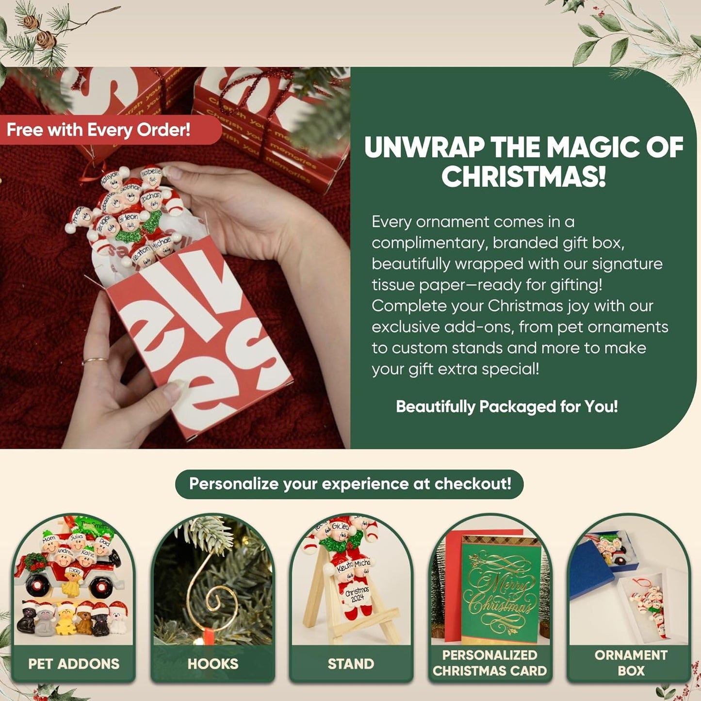 3D White Mantle Family of 4 Christmas Ornament 2025 Personalized Family Christmas Ornaments 2025 | Garland Fireplace Personalized Tree Ornaments Customizable Gifts Red Stockings of Four Ornament