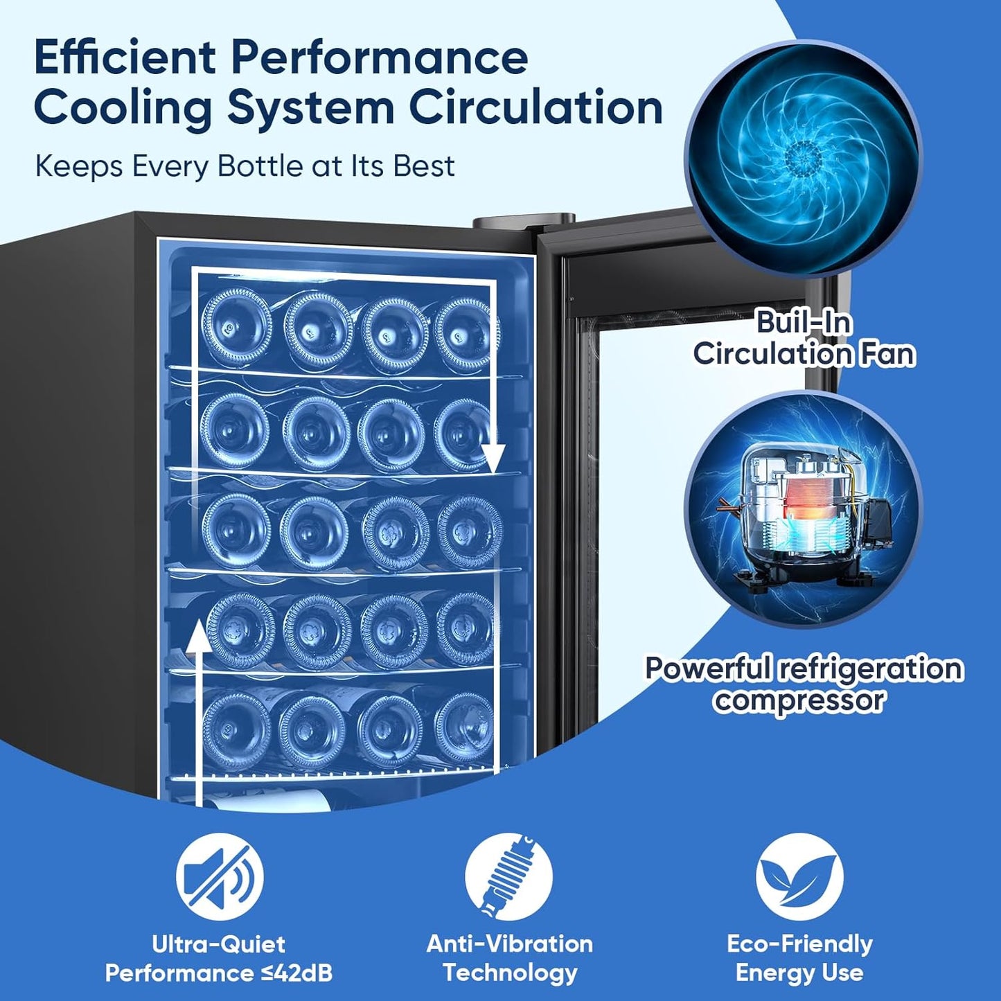 24 Bottle Compressor Wine Cooler Refrigerator with Lock, Freestanding Wine Fridge, 41°F-64°F Digital Temperature Control, Large Wine Cellar for Red, White, Champagne, and Sparkling Wine – Black