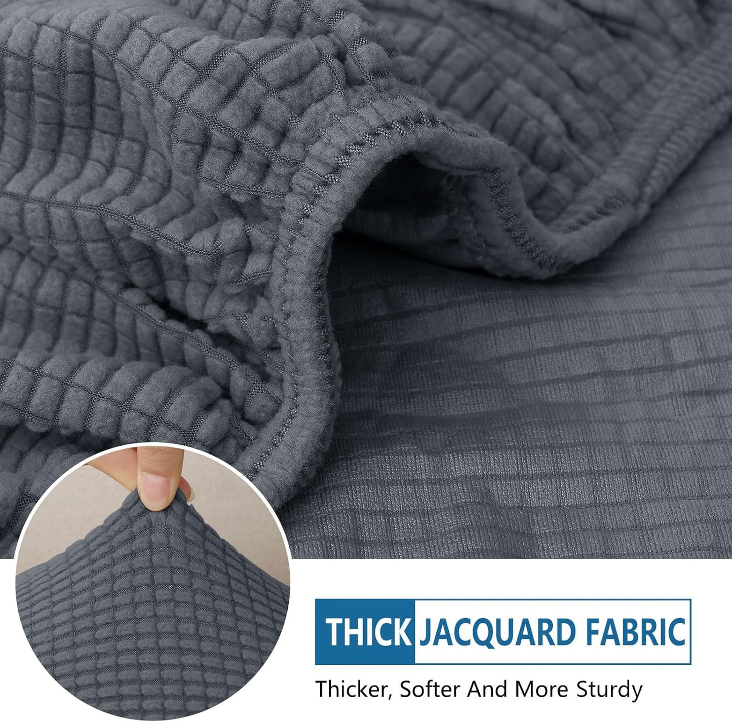 hyha Waterproof Couch Cushion Covers for Pets, Non Slip Sofa Seat Cover for Dogs Washable, Soft Thick Stretch Jacquard Fabric, Sofa Slipcovers with Elastic Bottom (1 Piece for Large, Grey)